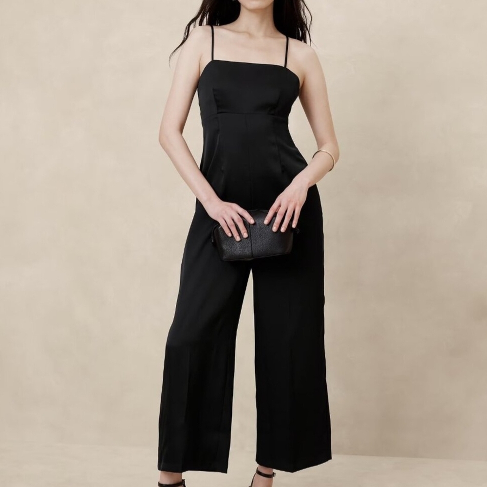 Banana Republic Black Culotte Jumpsuit with Spaghetti Straps